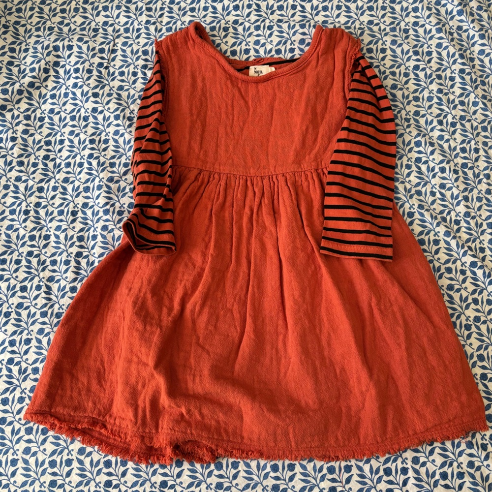 Nico orange dress with striped tee